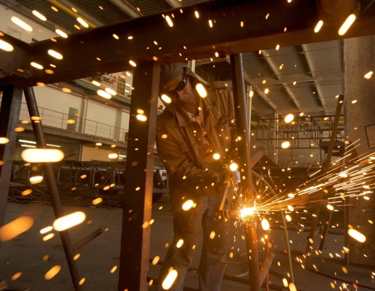 Aluminum welder at work on a project